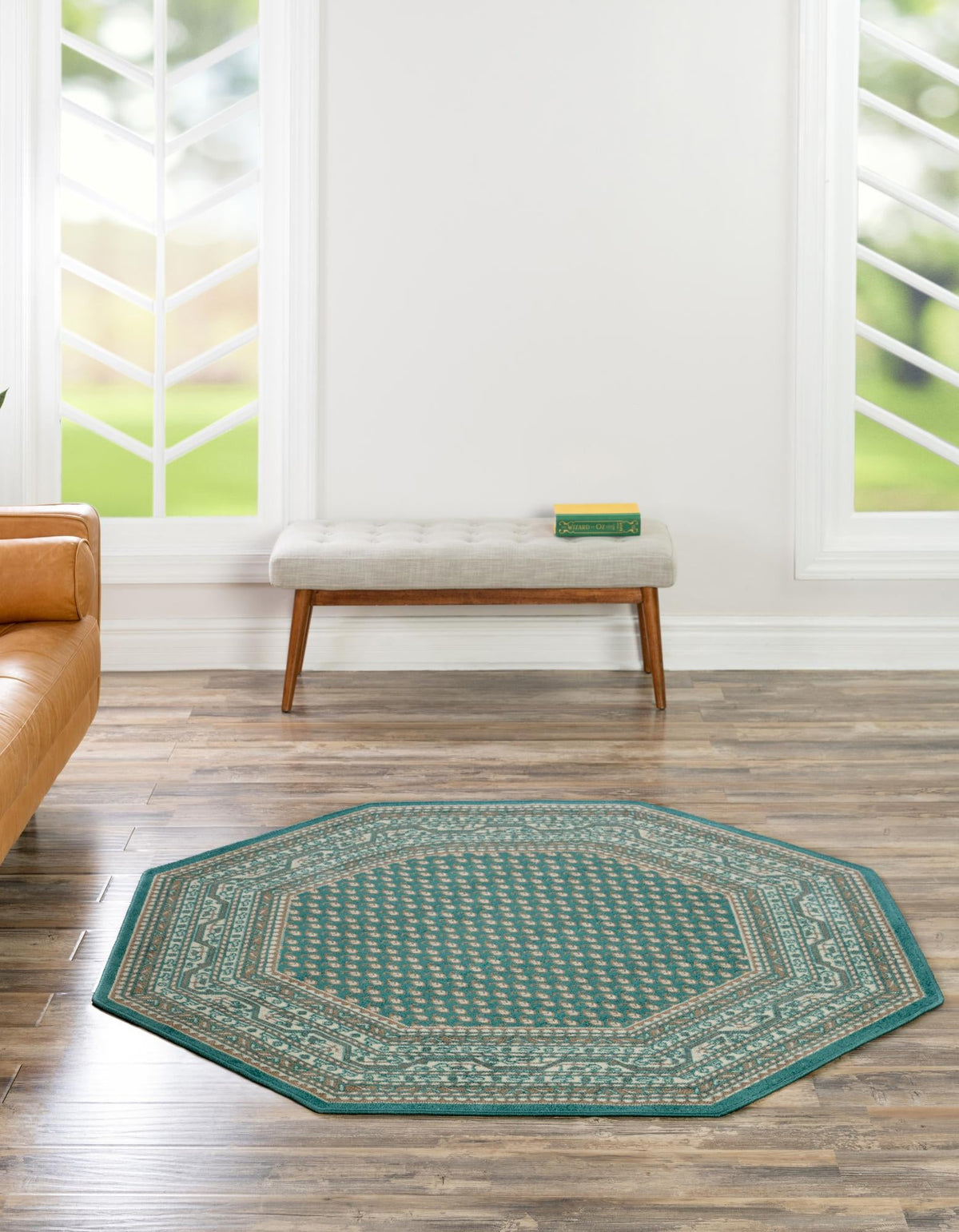 Soho Elegance Collection Area Rug -  Mercer (Turquoise) Octagon Turquoise  lifestyle 25