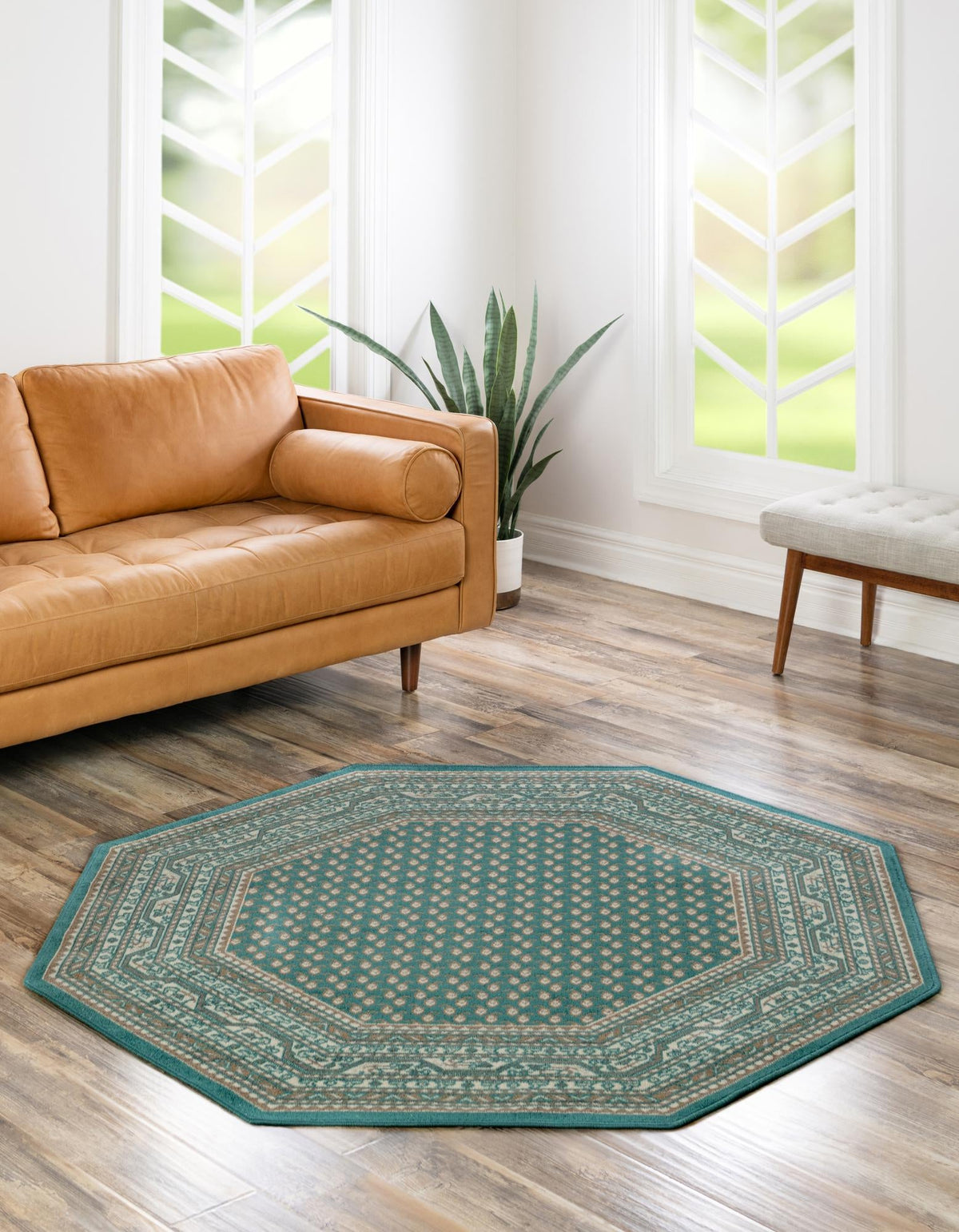 Soho Elegance Collection Area Rug -  Mercer (Turquoise) Octagon Turquoise  lifestyle 30