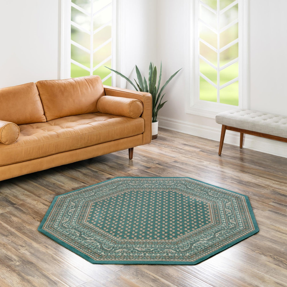 Soho Elegance Collection Area Rug -  Mercer (Turquoise) Octagon Turquoise  lifestyle 87