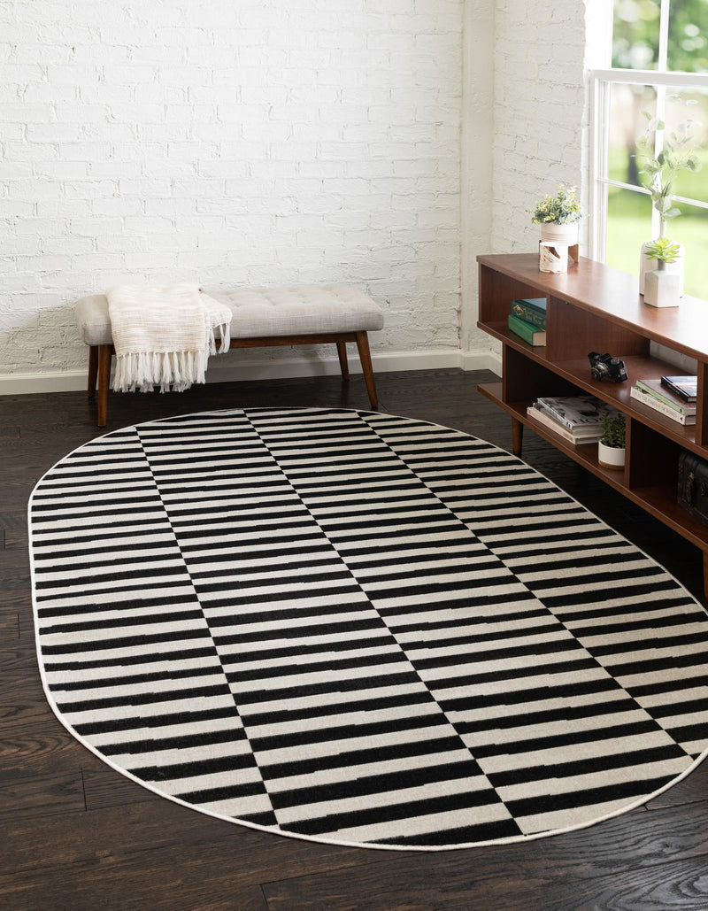 Soho Elegance Collection Area Rug -  Hudson (Black) Oval Black  lifestyle 25