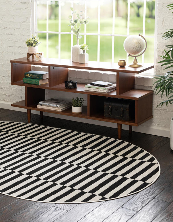 Soho Elegance Collection Area Rug -  Hudson (Black) Oval Black  lifestyle 31