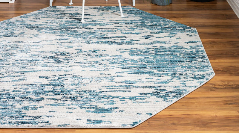 Serenity Sands Collection Area Rug - Dunescape Octagon Blue  lifestyle 79