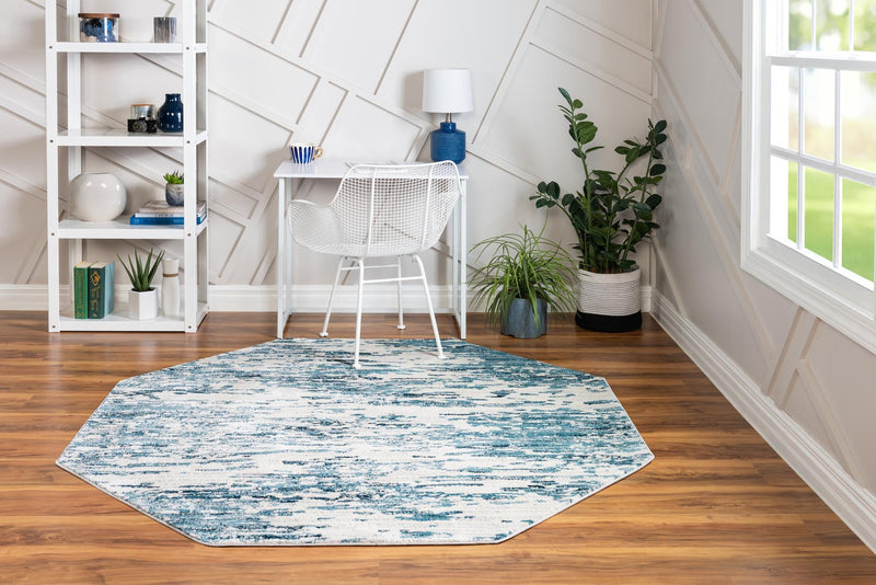 Serenity Sands Collection Area Rug - Dunescape Octagon Blue  lifestyle 87