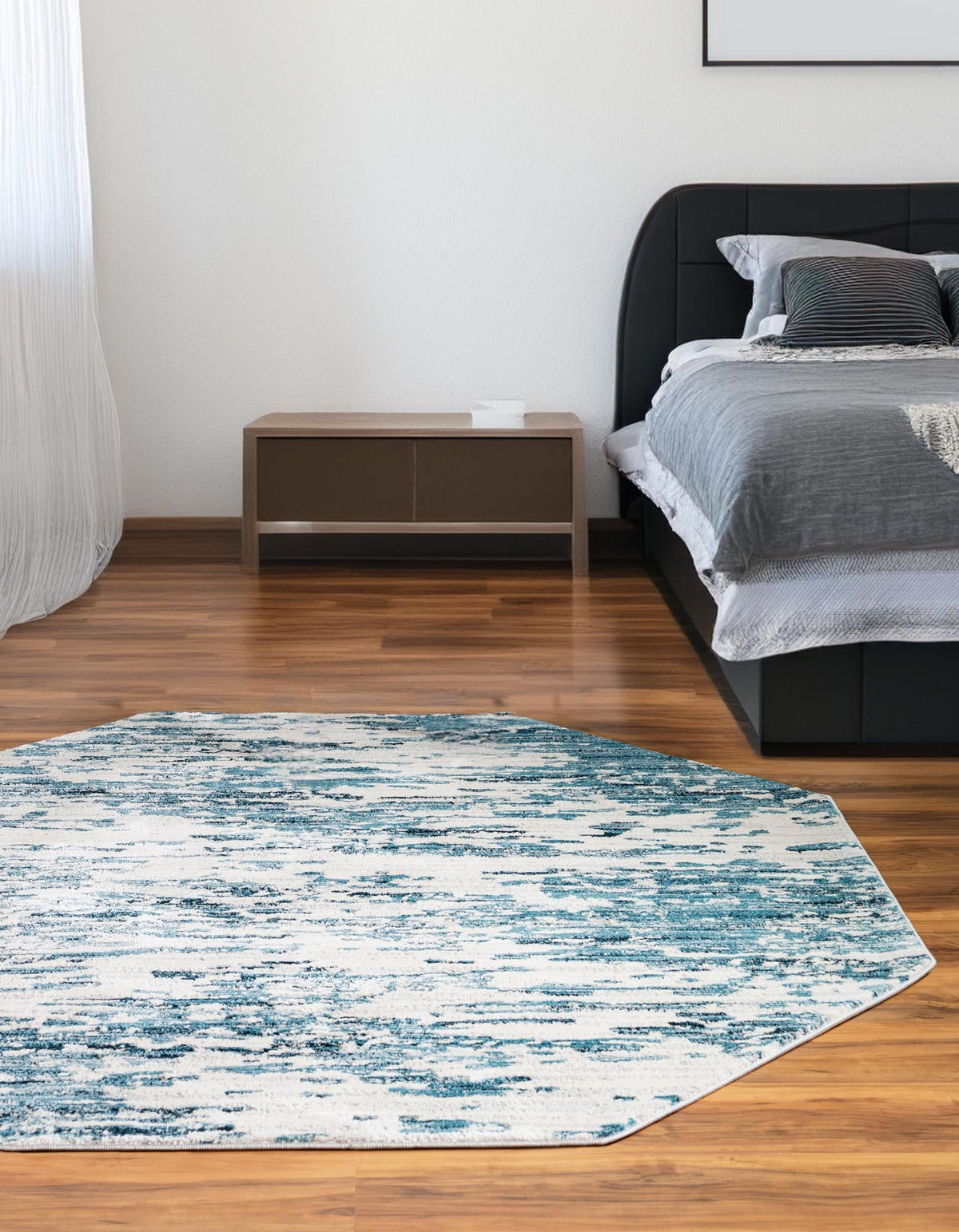 Serenity Sands Collection Area Rug - Dunescape Octagon Blue  lifestyle 95