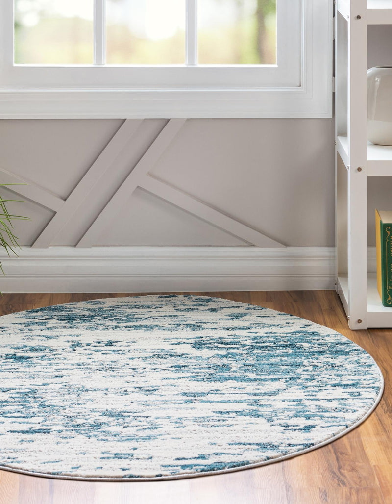 Serenity Sands Collection Area Rug - Dunescape Round Blue  lifestyle 86