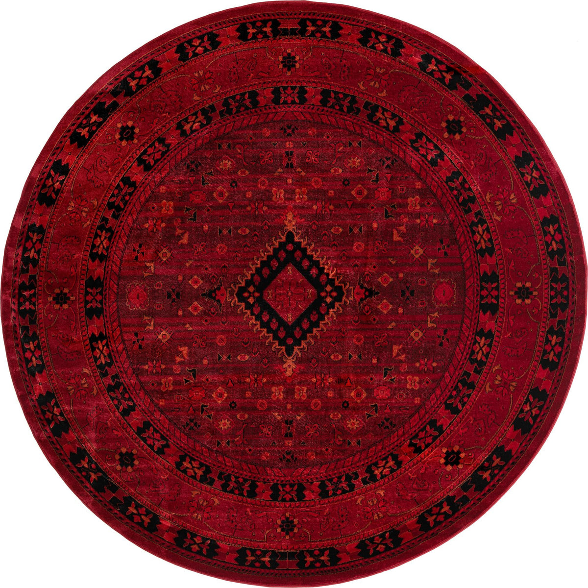 Samarkand Elegance Collection Area Rug -  Zarafshan Round Red  lifestyle 16