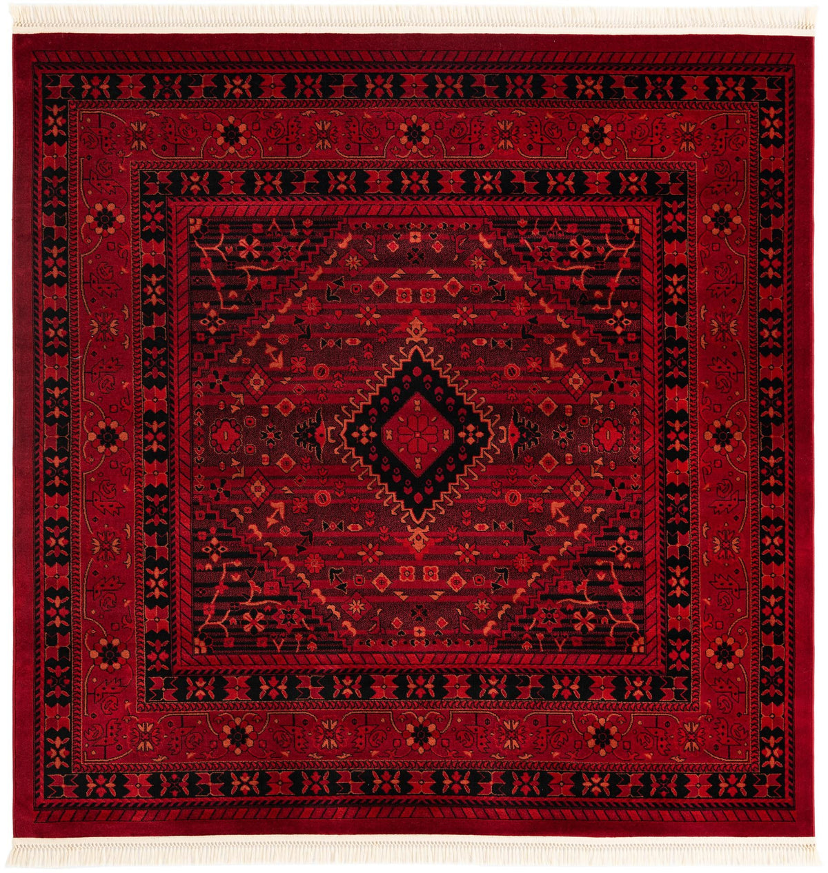 Samarkand Elegance Collection Area Rug -  Zarafshan Square Red  lifestyle 17