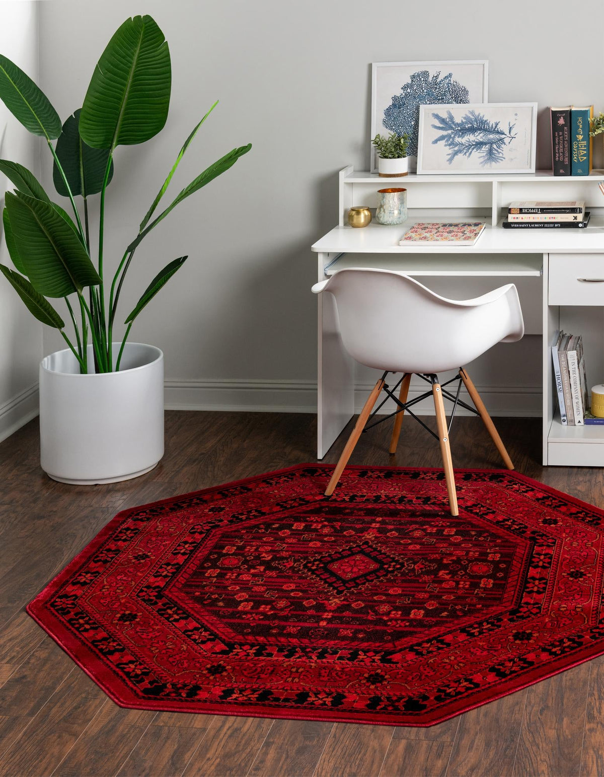 Samarkand Elegance Collection Area Rug -  Zarafshan Octagon Red  lifestyle 24