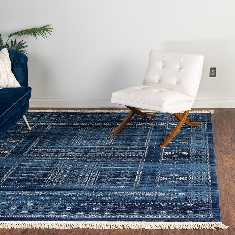 Savannah Elegance Collection Area Rug -  Tybee Square Blue  lifestyle 126