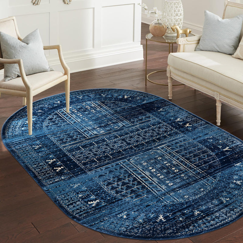 Savannah Elegance Collection Area Rug -  Tybee Oval Blue  lifestyle 127