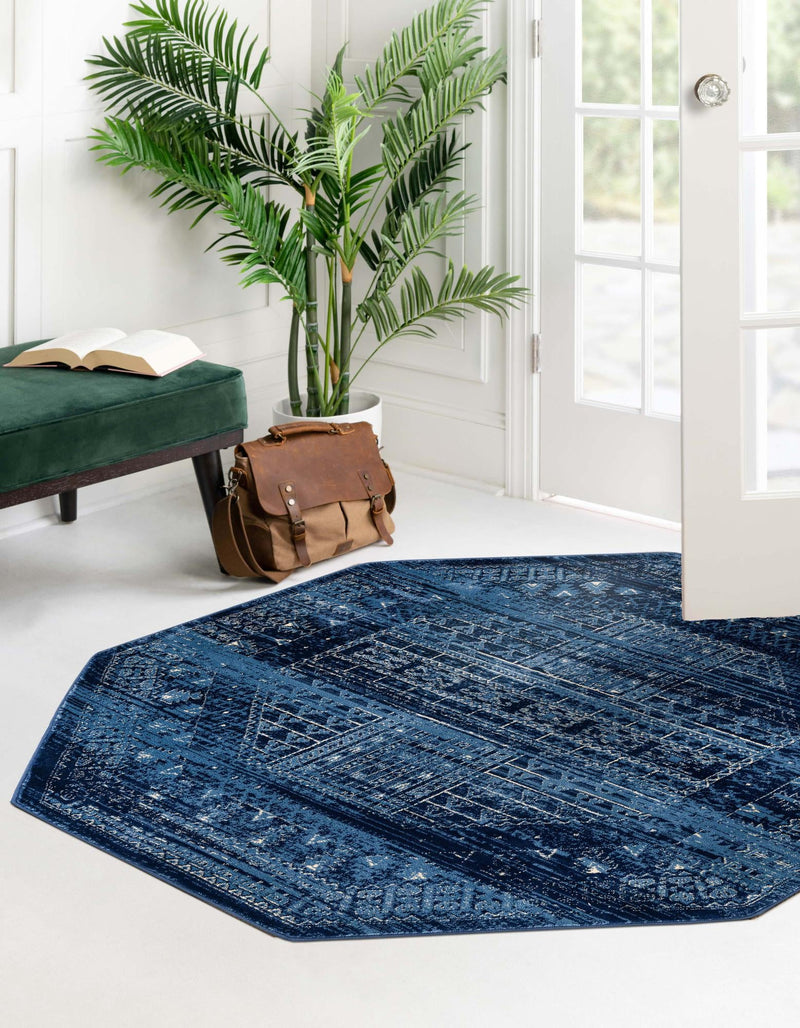 Savannah Elegance Collection Area Rug -  Tybee Octagon Blue  lifestyle 49