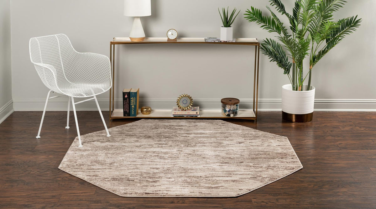 Serenity Sands Collection Area Rug - Dunescape Octagon Brown  lifestyle 88