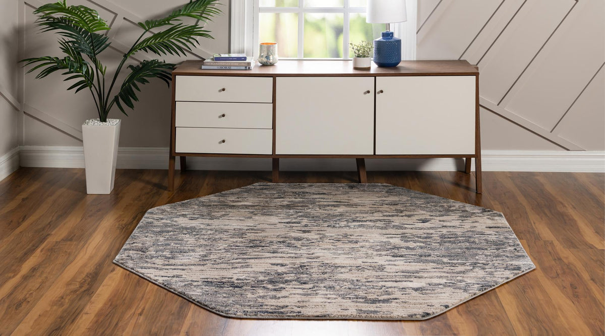 Serenity Sands Collection Area Rug - Dunescape Octagon Gray  lifestyle 73