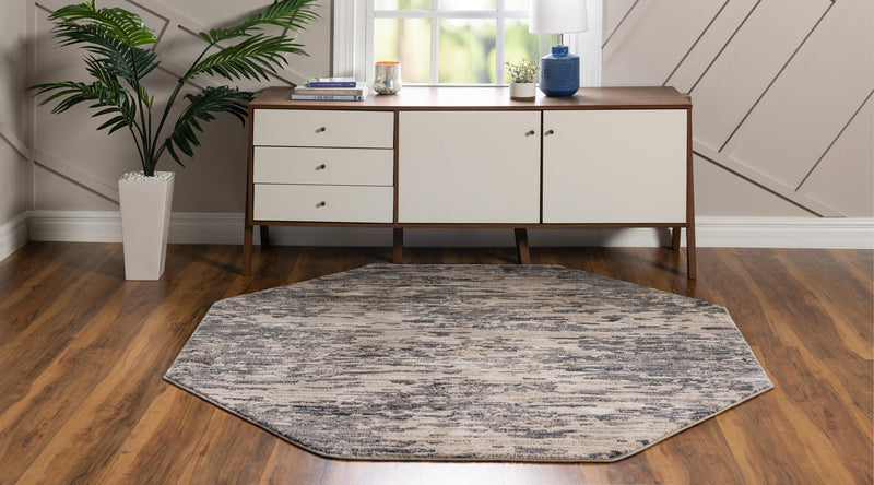 Serenity Sands Collection Area Rug - Dunescape Octagon Gray  lifestyle 73