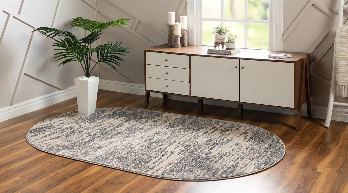 Serenity Sands Collection Area Rug - Dunescape Oval Gray  lifestyle 68