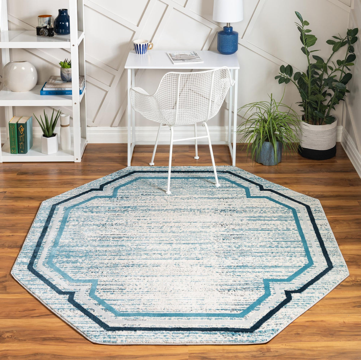 Serenity Sands Collection Area Rug -  Hushhaven Octagon Blue  lifestyle 51