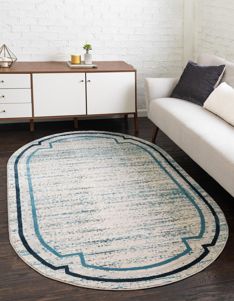 Serenity Sands Collection Area Rug -  Hushhaven Oval Blue  lifestyle 50