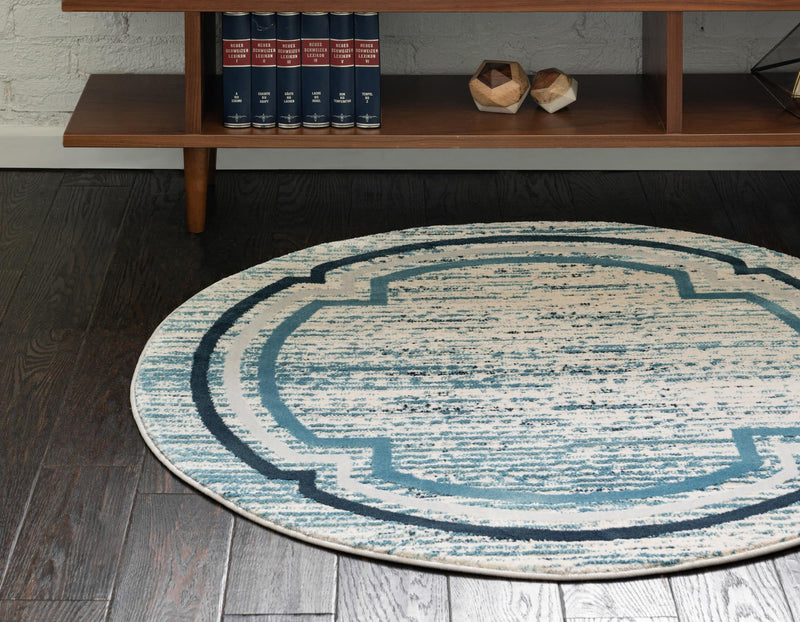 Serenity Sands Collection Area Rug -  Hushhaven Round Blue  lifestyle 51