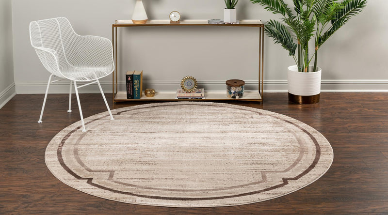 Serenity Sands Collection Area Rug -  Hushhaven Round Brown  lifestyle 54