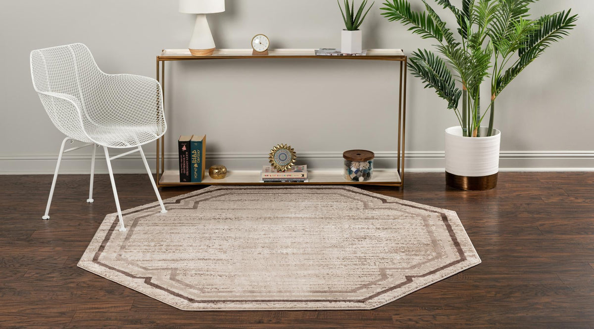 Serenity Sands Collection Area Rug -  Hushhaven Octagon Brown  lifestyle 55