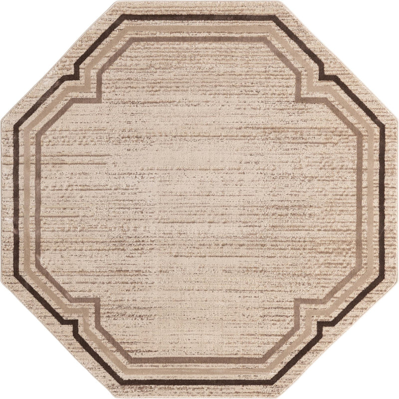 Serenity Sands Collection Area Rug -  Hushhaven Octagon Brown  lifestyle 30