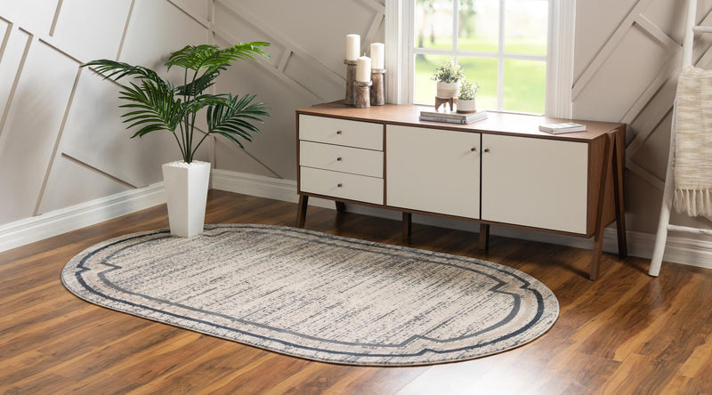 Serenity Sands Collection Area Rug -  Hushhaven Oval Gray  lifestyle 48