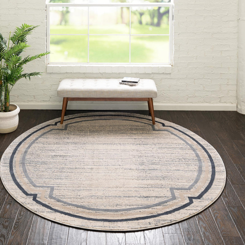 Serenity Sands Collection Area Rug -  Hushhaven Round Gray  lifestyle 42