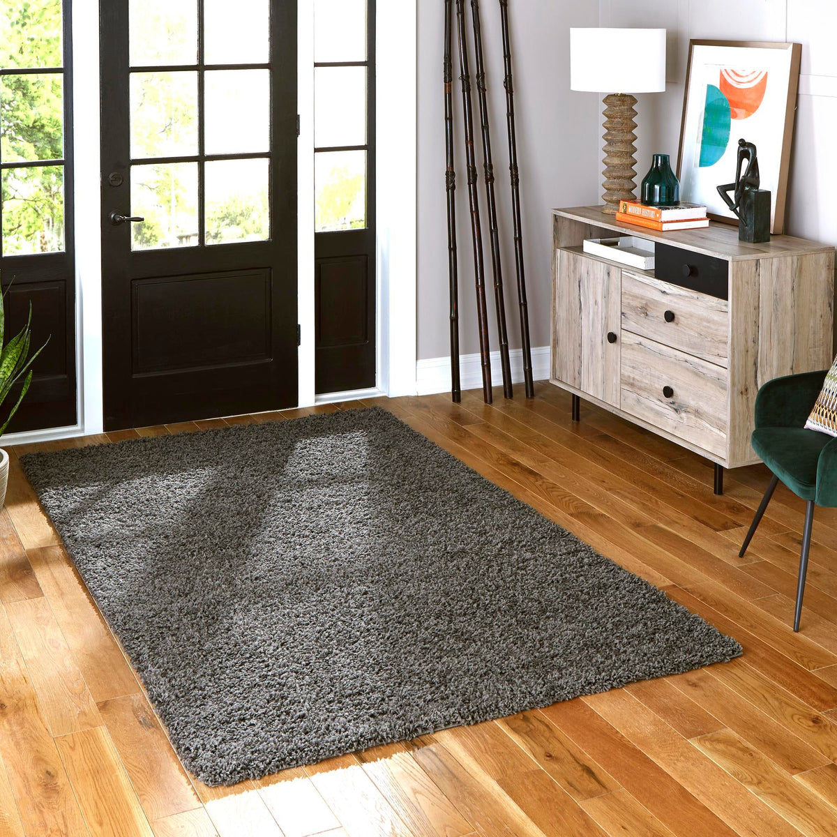 Cozy Comfort Shag Collection Area Rug - Hearthside (Dark Gray) Rectangle Dark Gray  lifestyle 10