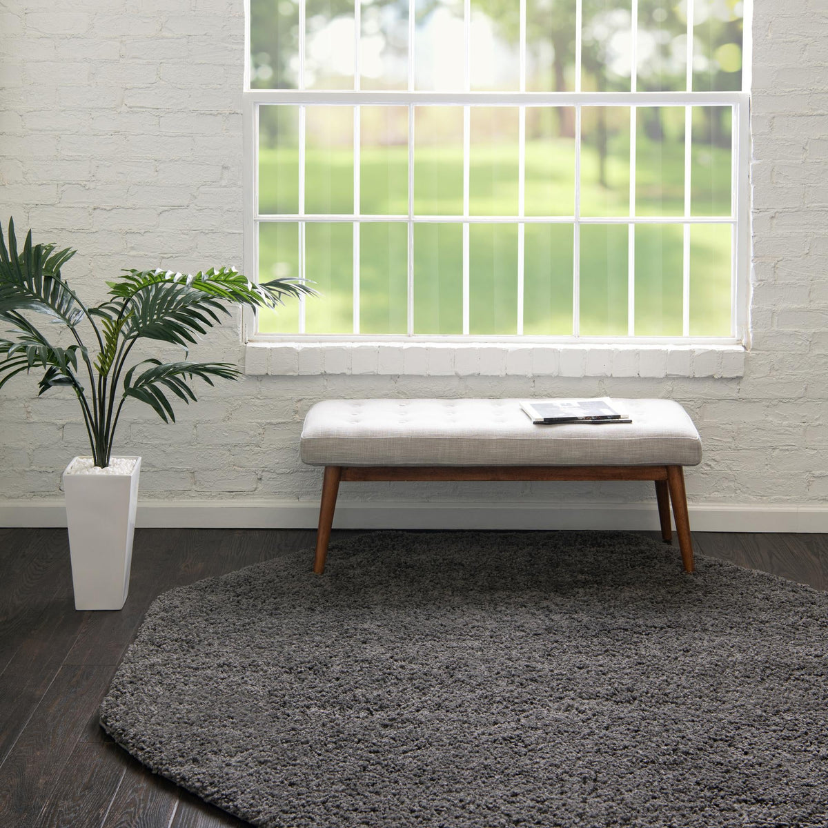 Cozy Comfort Shag Collection Area Rug - Hearthside (Dark Gray) Octagon Dark Gray  lifestyle 23