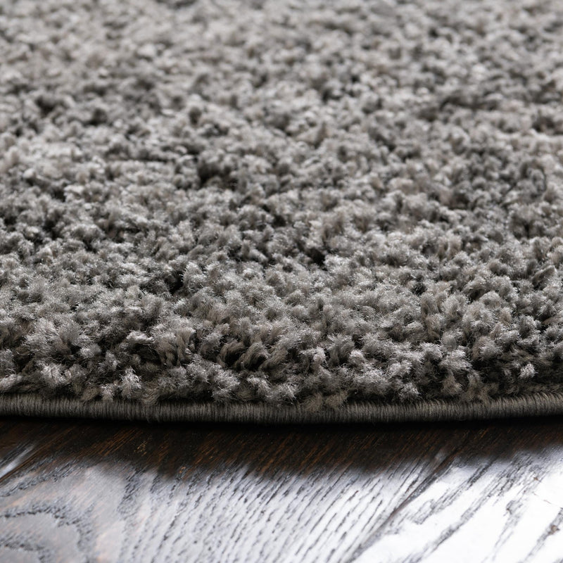 Cozy Comfort Shag Collection Area Rug - Hearthside (Dark Gray) Oval Dark Gray  lifestyle 40