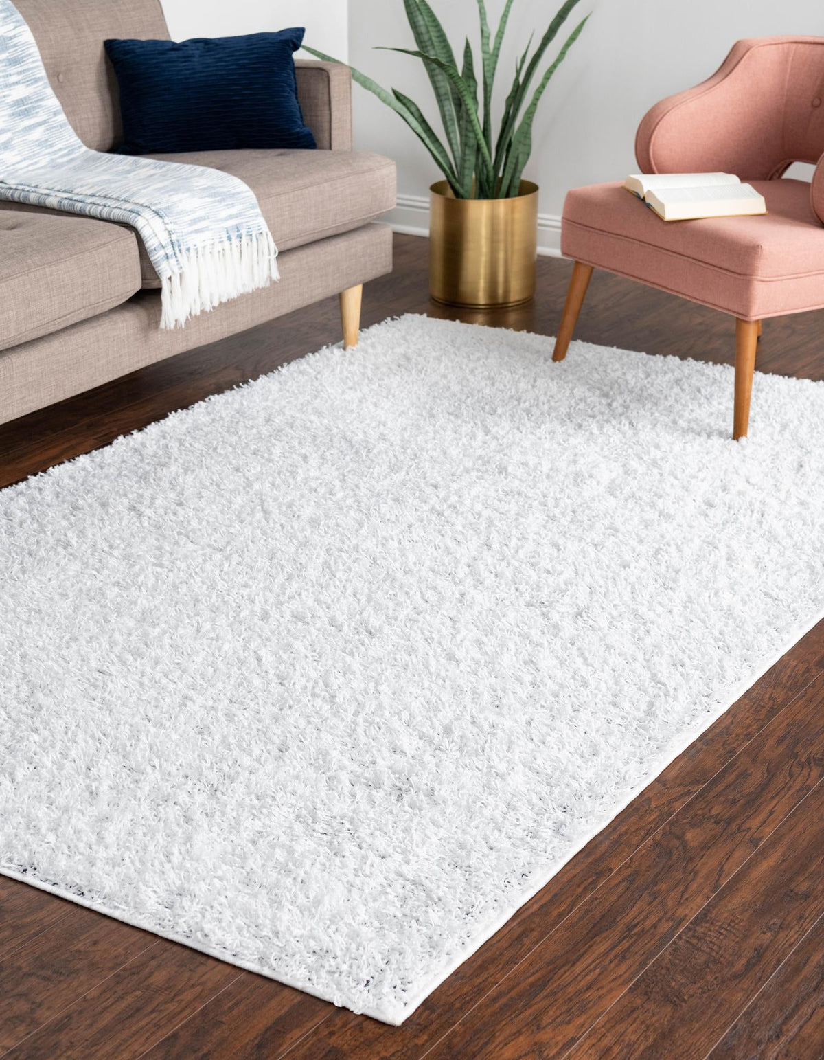 Cozy Comfort Shag Collection Area Rug - Hearthside (Snow White) Rectangle Snow White  lifestyle 4