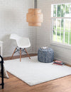 Cozy Comfort Shag Collection Area Rug - Hearthside (Snow White) Square Snow White  lifestyle 17