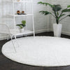 Cozy Comfort Shag Collection Area Rug - Hearthside (Snow White) Round Snow White  lifestyle 9