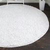 Cozy Comfort Shag Collection Area Rug - Hearthside (Snow White) Round Snow White  lifestyle 13