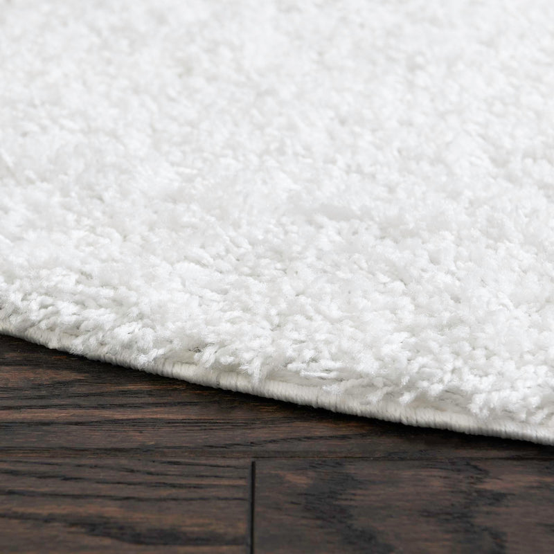 Cozy Comfort Shag Collection Area Rug - Hearthside (Snow White) Round Snow White  lifestyle 41