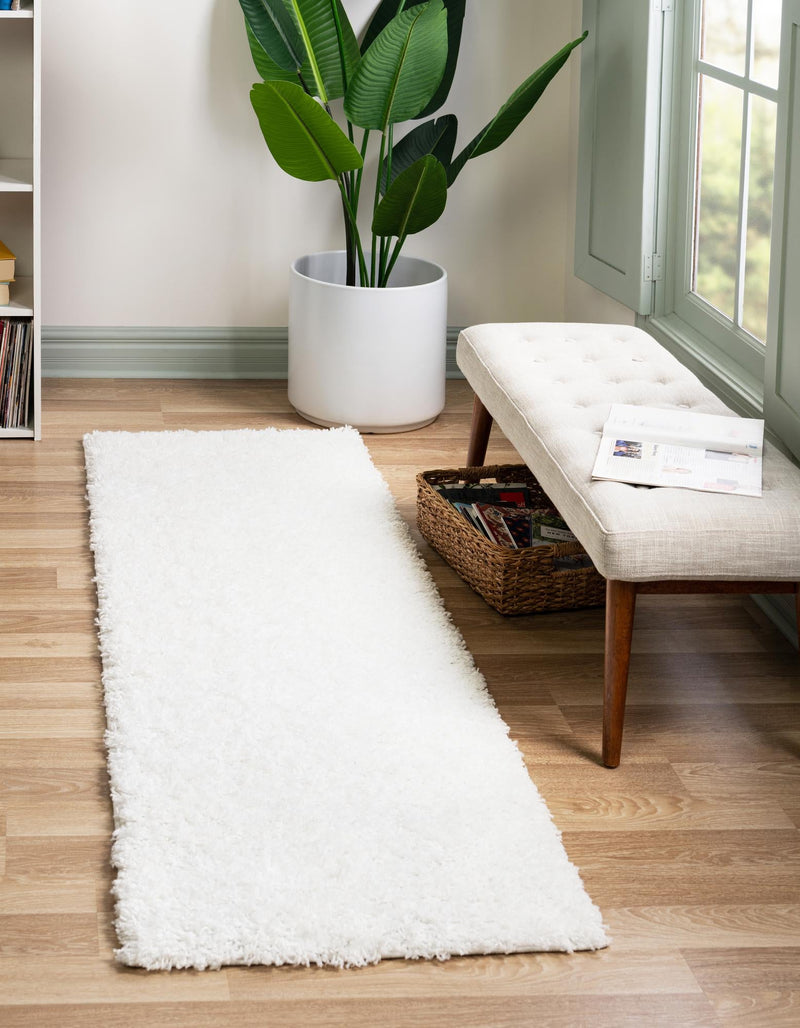 Cozy Comfort Shag Collection Area Rug - Hearthside (Snow White) Runner Snow White  lifestyle 11