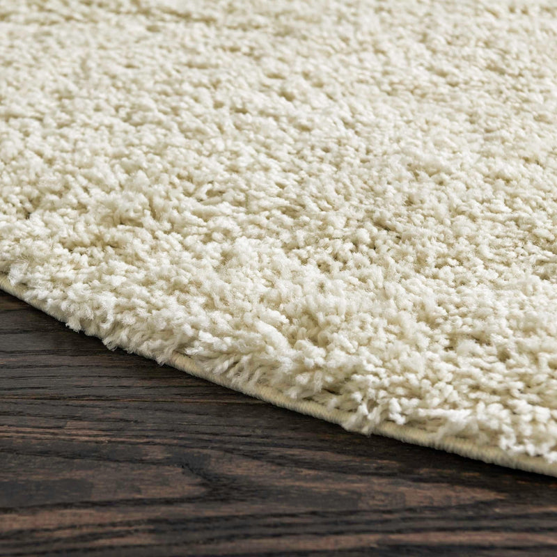 Cozy Comfort Shag Collection Area Rug - Hearthside (Ivory) Round Ivory  lifestyle 40
