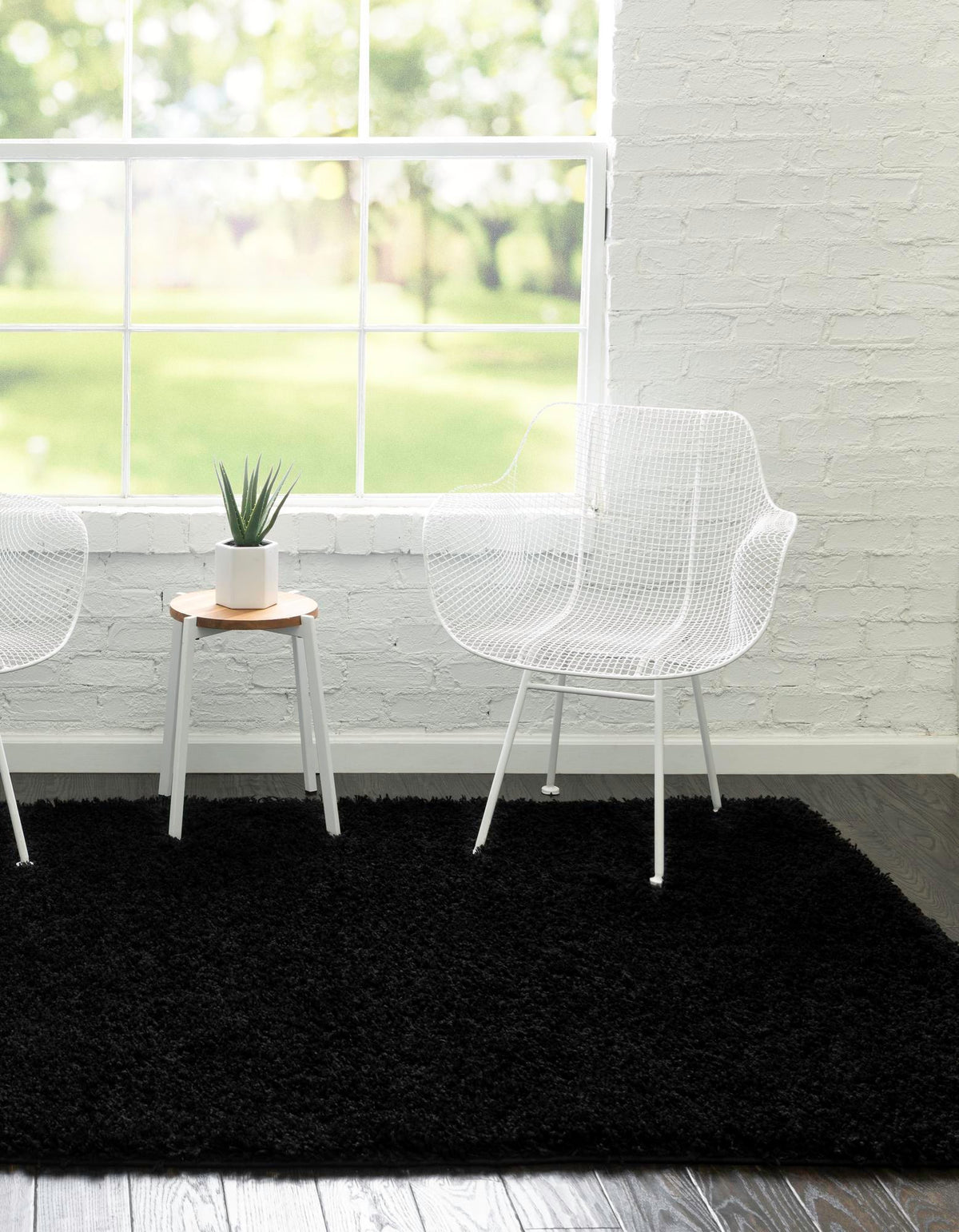 Cozy Comfort Shag Collection Area Rug - Hearthside (Black) Rectangle Black  lifestyle 2