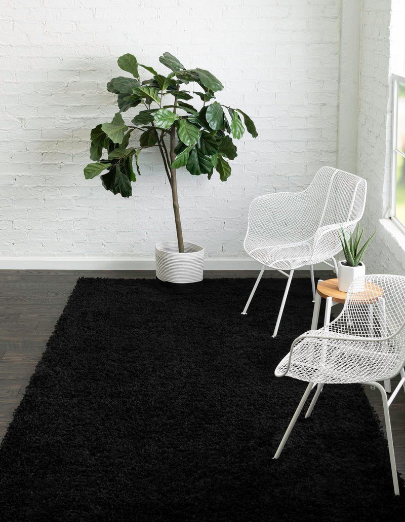 Cozy Comfort Shag Collection Area Rug - Hearthside (Black) Rectangle Black  lifestyle 3