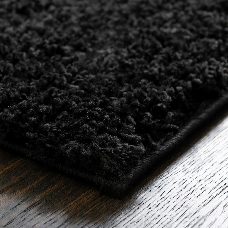 Cozy Comfort Shag Collection Area Rug - Hearthside (Black) Square Black  lifestyle 20