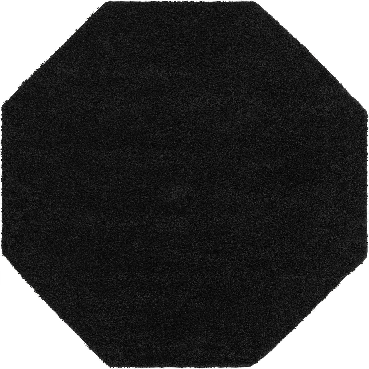 Cozy Comfort Shag Collection Area Rug - Hearthside (Black) Octagon Black  lifestyle 3