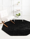 Cozy Comfort Shag Collection Area Rug - Hearthside (Black) Octagon Black  lifestyle 18