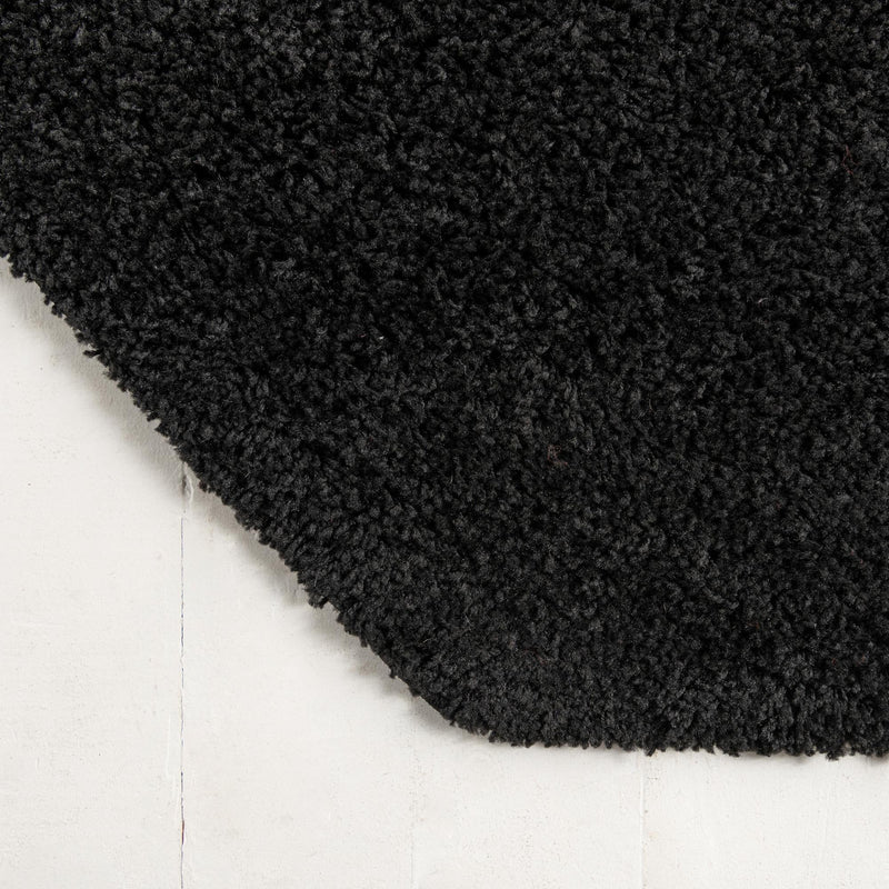 Cozy Comfort Shag Collection Area Rug - Hearthside (Black) Octagon Black  lifestyle 41