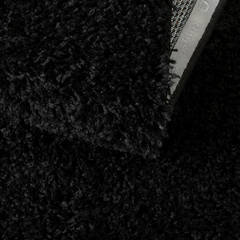 Cozy Comfort Shag Collection Area Rug - Hearthside (Black) Octagon Black  lifestyle 49