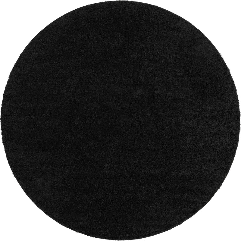 Cozy Comfort Shag Collection Area Rug - Hearthside (Black) Round Black  lifestyle 4