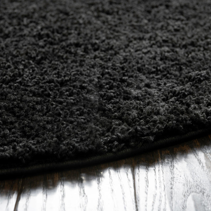 Cozy Comfort Shag Collection Area Rug - Hearthside (Black) Round Black  lifestyle 43