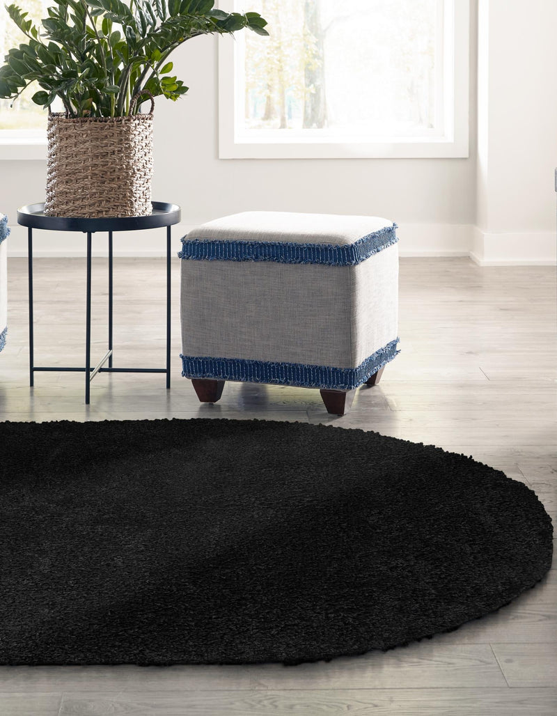 Cozy Comfort Shag Collection Area Rug - Hearthside (Black) Oval Black  lifestyle 19