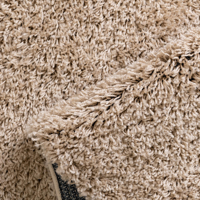 Cozy Comfort Shag Collection Area Rug - Hearthside (Taupe) Round Taupe  lifestyle 21