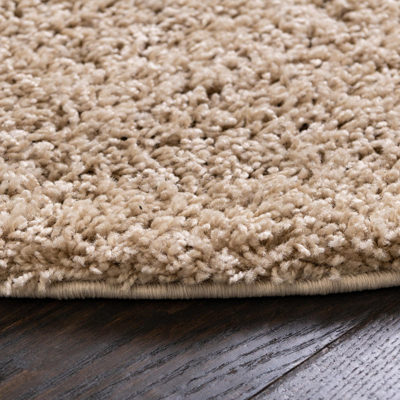 Cozy Comfort Shag Collection Area Rug - Hearthside (Taupe) Oval Taupe  lifestyle 38