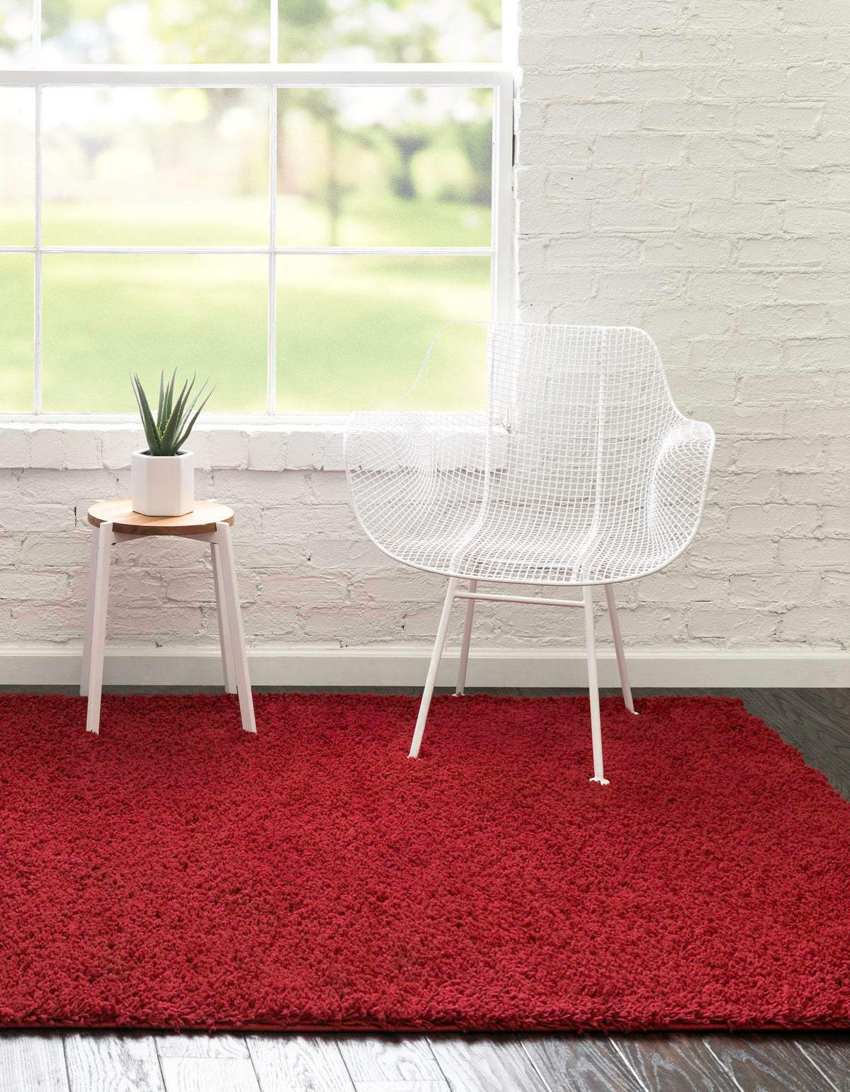 Cozy Comfort Shag Collection Area Rug - Hearthside (Cherry Red) Rectangle Cherry Red  lifestyle 2